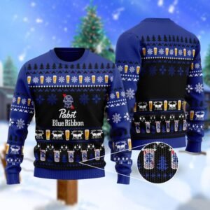 Christmas Scenes With Pabst Blue Ribbon Beer Ugly Sweater