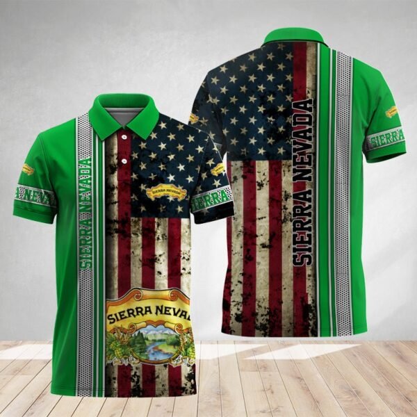 Sierra Nevada Stainless Steel American Flag Polo Shirt