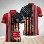 Stella Artois Stainless Steel American Flag Polo Shirt