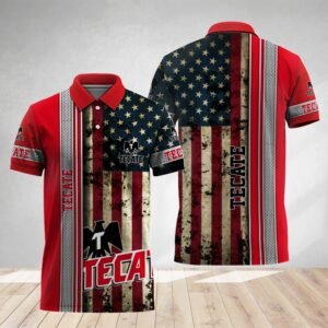 Tecate Stainless Steel American Flag Polo Shirt