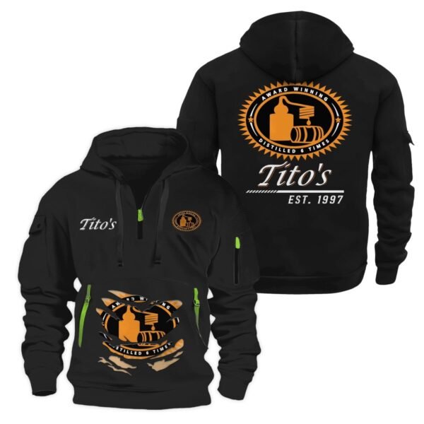 Tito's Scratches Marks Quarter Zip Hooded Sweatshirt