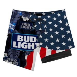 Tropical America Bud Light Compression Liner Swim Trunks