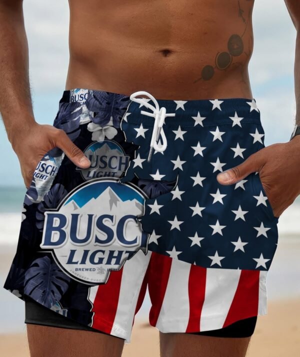 Tropical America Busch Light Compression Liner Swim Trunks