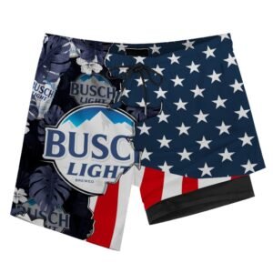 Tropical America Busch Light Compression Liner Swim Trunks