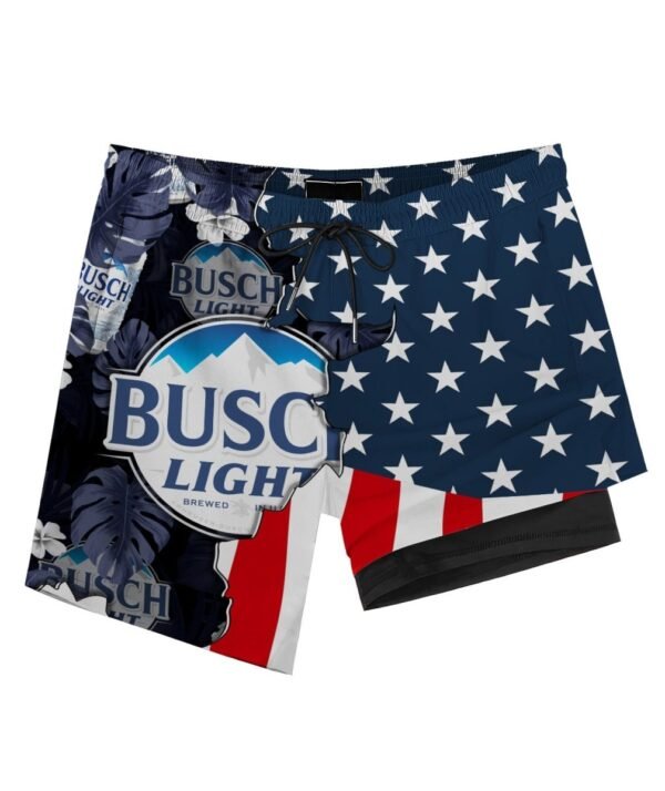 Tropical America Busch Light Compression Liner Swim Trunks