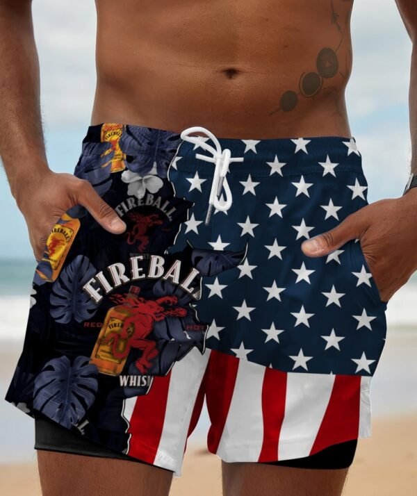 Tropical America Fireball Compression Liner Swim Trunks