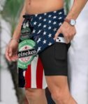 Tropical America Heineken Compression Liner Swim Trunks