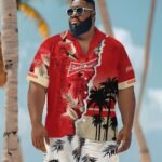Tropical Torn Paper Budweiser Men's Plus Size Hawaiian Shirt