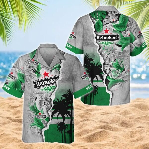 Tropical Torn Paper Heineken Men's Plus Size Hawaiian Shirt