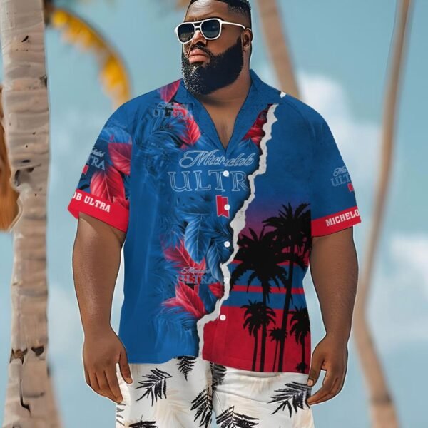 Tropical Torn Paper Michelob Ultra Men's Plus Size Hawaiian Shirt