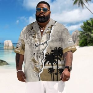Tropical Torn Paper Yuengling Men's Plus Size Hawaiian Shirt