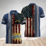Twisted Tea Stainless Steel American Flag Polo Shirt