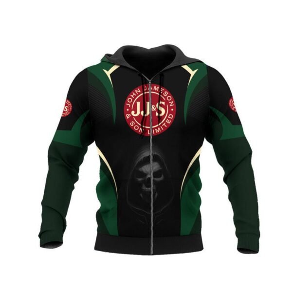 Black Skull Jameson Irish Whiskey Hoodie & Zip Hoodie