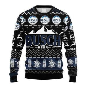 Black Busch Beer Christmas Ugly Sweater