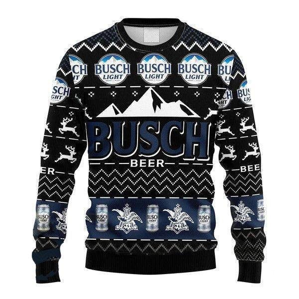 Black Busch Beer Christmas Ugly Sweater