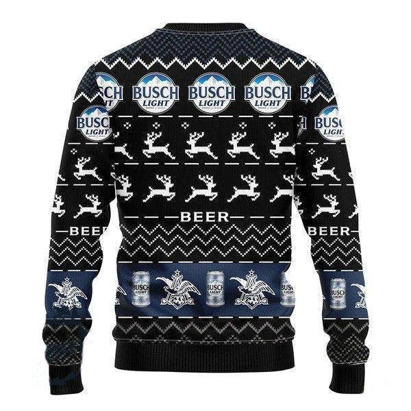 Black Busch Beer Christmas Ugly Sweater