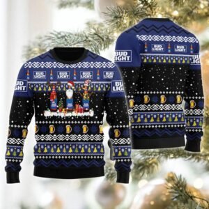 Bud Light Santa Reindeer Snowflake Christmas Sweater