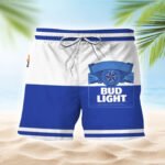Bud Light Blue And White Basic Swim Trunks