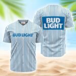 Bud Light Blue And White Striped Jersey Shirt