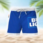 Bud Light Blue White Basic Swim Trunks