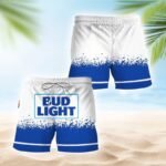 Bud Light White Blue Basic Swim Trunks