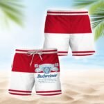 Budweiser Red And White Basic Swim Trunks