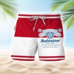 Budweiser Red And White Basic Swim Trunks