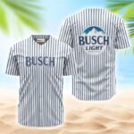 Busch Light Blue And White Striped Jersey Shirt