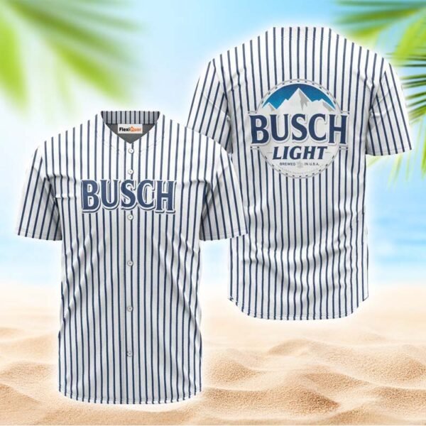 Busch Light Blue And White Striped Jersey Shirt