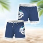Busch Light Blue White Basic Swim Trunks
