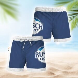 Busch Light Blue White Basic Swim Trunks