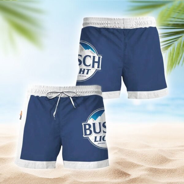 Busch Light Blue White Basic Swim Trunks