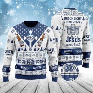 Busch Light In My Veins Jesus In My Heart Ugly Sweater