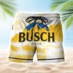 Busch Light Yellow And White Swim Trunks