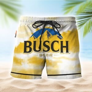 Busch Light Yellow And White Swim Trunks - Flexiquor.com