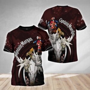 Captain Morgan Deer Skull With Mushrooms T-Shirt