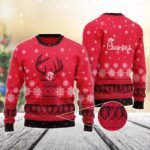Red Chick-Fil-A Reindeer Snowy Christmas Sweater