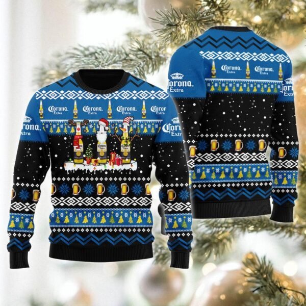 Corona Beer Santa Reindeer Snowflake Christmas Sweater