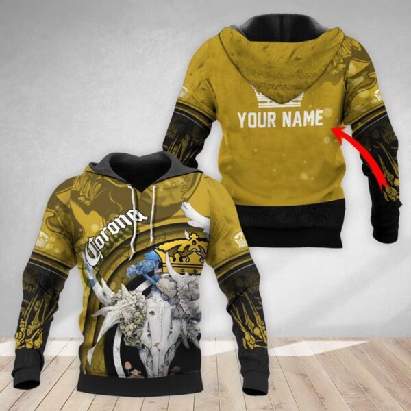 Personalized Corona Extra Deer Skull With Mushrooms Hoodie & Zip Hoodie