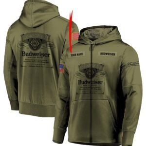 Personalized Military Green Budweiser Hoodie & Zip Hoodie