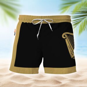 Guinness Black Beige Basic Swim Trunks - Flexiquor.com