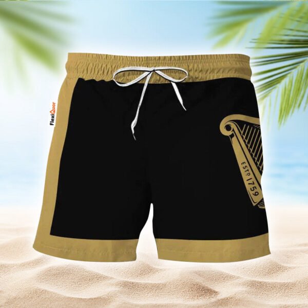 Guinness Black Beige Basic Swim Trunks