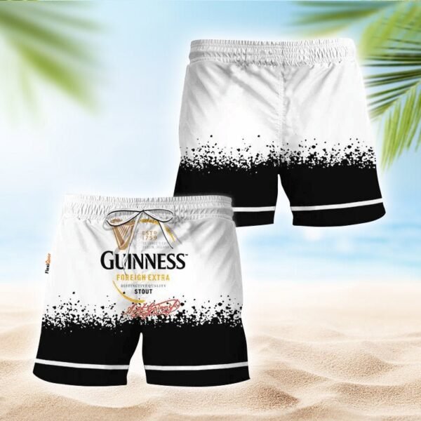 Guinness White Black Basic Swim Trunks
