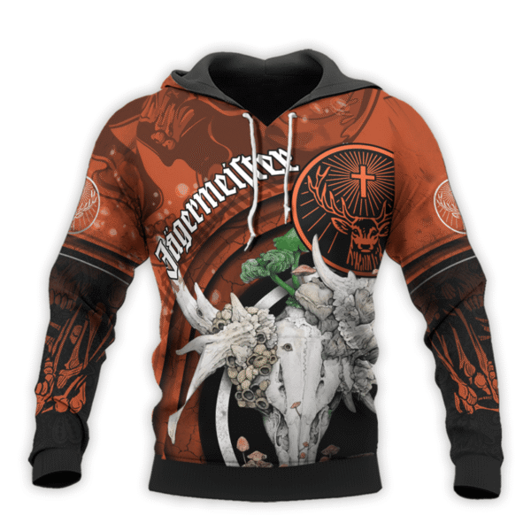 Personalized Jagermeistert Deer Skull With Mushrooms Hoodie & Zip Hoodie