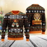 Jagermeister Drinker Bells Drinking All The Way Christmas Ugly Sweater