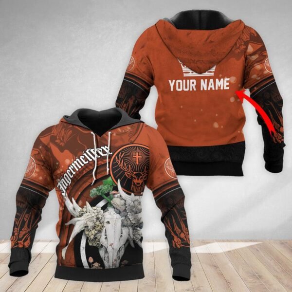 Personalized Jagermeistert Deer Skull With Mushrooms Hoodie & Zip Hoodie