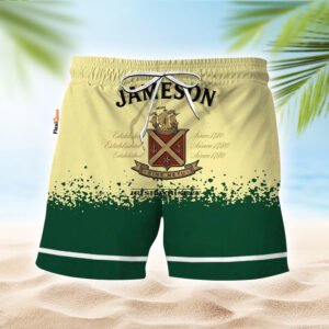 Jameson Beige Green Basic Swim Trunks - Flexiquor.com