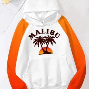 Malibu Basic Orange And White Hoodie