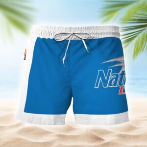 Natural Light Blue White Basic Swim Trunks - Flexiquor.com