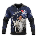Personalized Pabst Blue Ribbon Deer Skull With Mushrooms Hoodie & Zip Hoodie